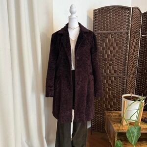 J Jill Faux Fur Teddy Coat Size Medium Women's Vintage Style
